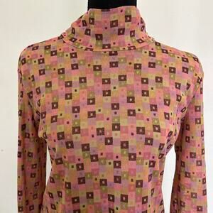 Vintage Y2K Retro Patterned Turtleneck